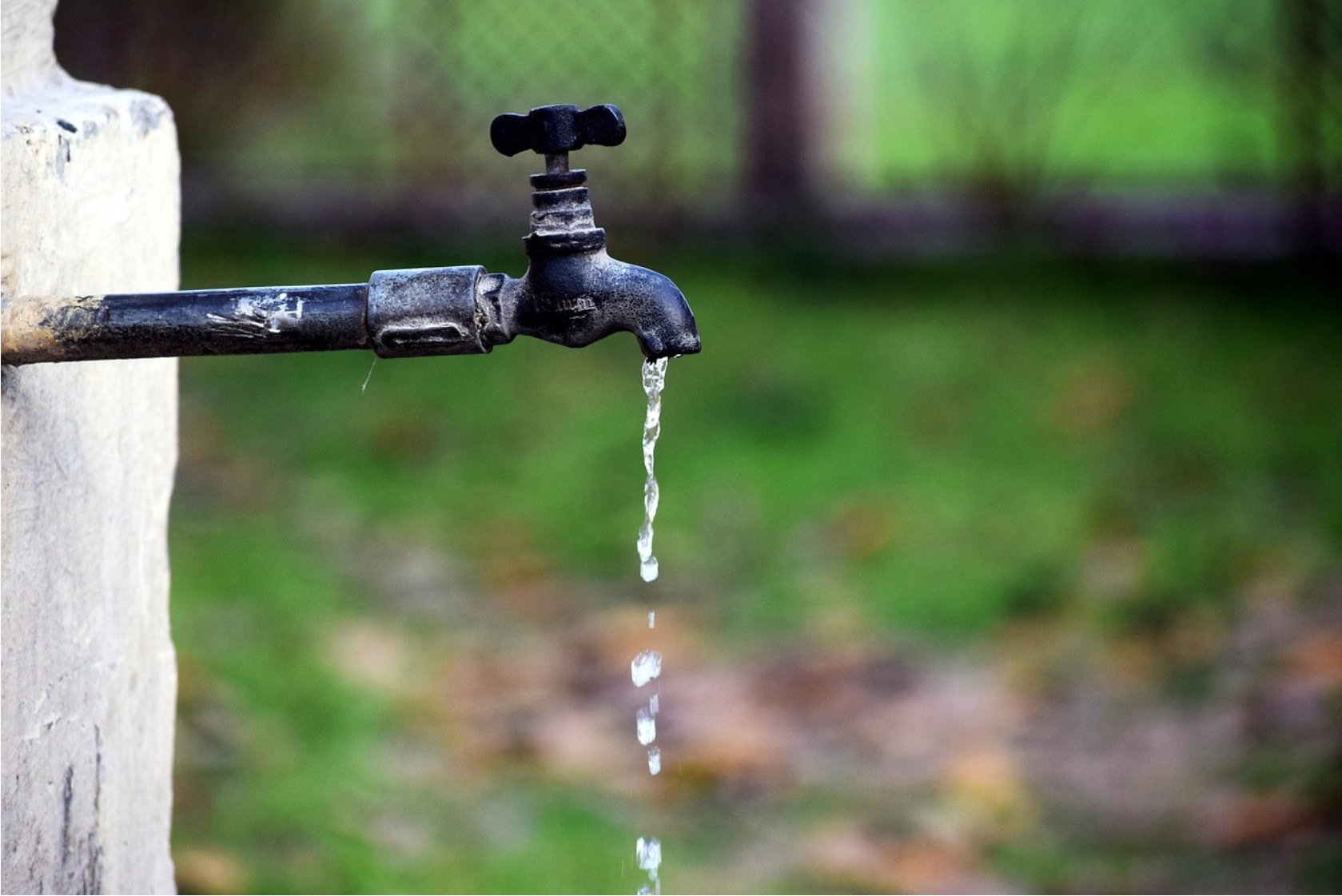 Bild eines ausrinnenden Wasserhahns in einem Garten. Quelle: Nutzer balouriarajesh-6205857 auf Pixabay: https://pixabay.com/de/photos/wasser-verschwendung-speichern-4887647/